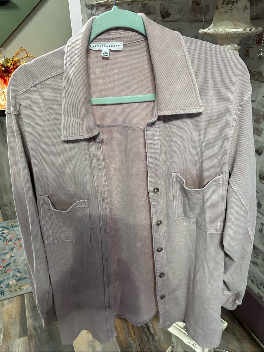 Women’s Washed Mauve Button-Up Shirt/Jacket